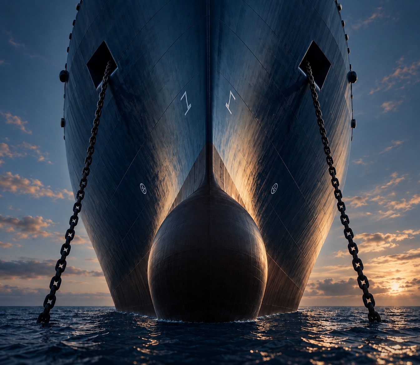 Commercial vessel bow at sea